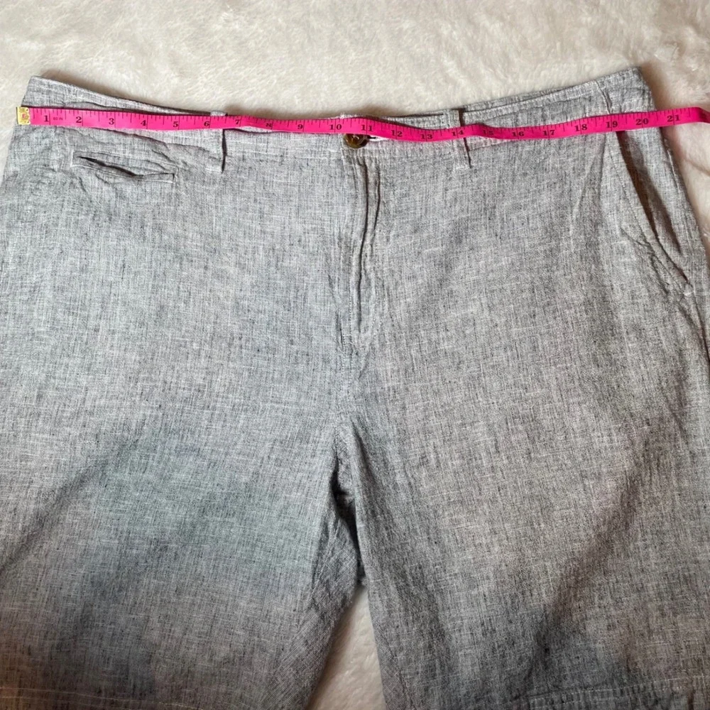 14th & Union Mens Slim Fit Linen Cotton Blend Shorts Grey Heathered Sz 38 Preppy